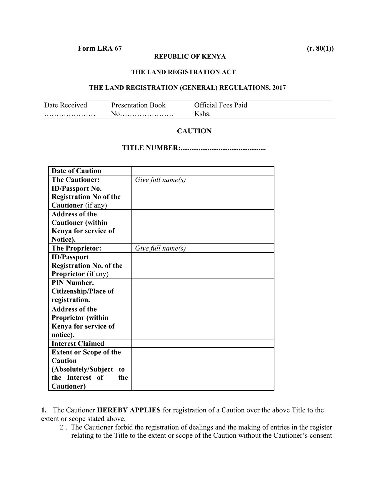 Download Caution (form-lra-67) - SheriaHub Documents