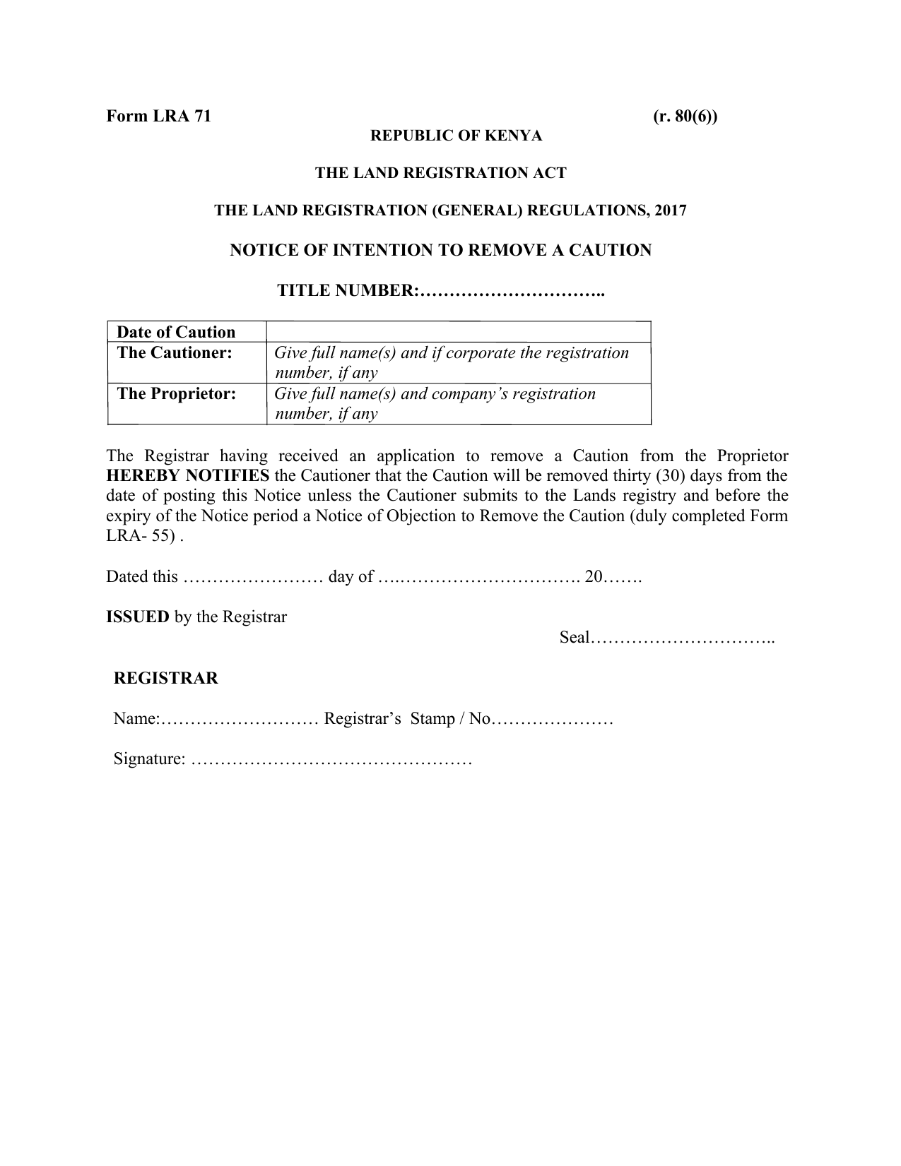Download Notice Of Intention To Remove A Caution (form-lra-71 ...