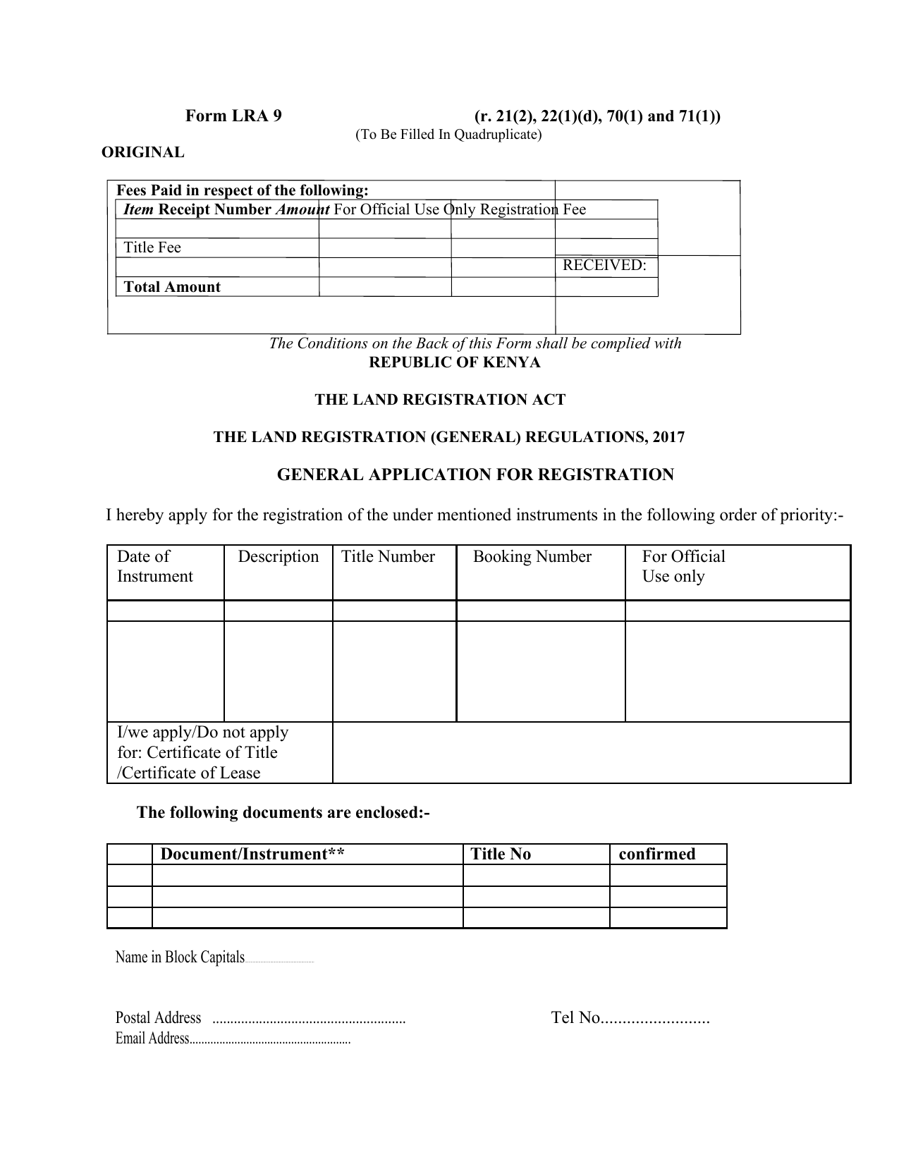 Download General Application For Registration form lra 9 SheriaHub 