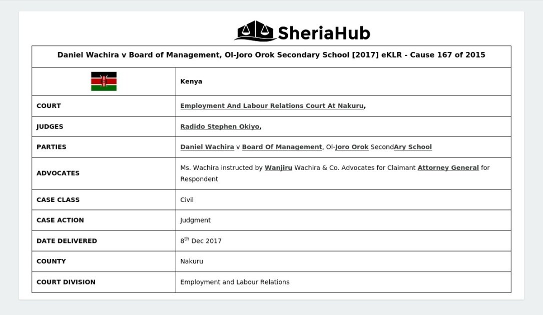 Daniel Wachira V Board Of Management, Ol-Joro Orok Secondary School ...