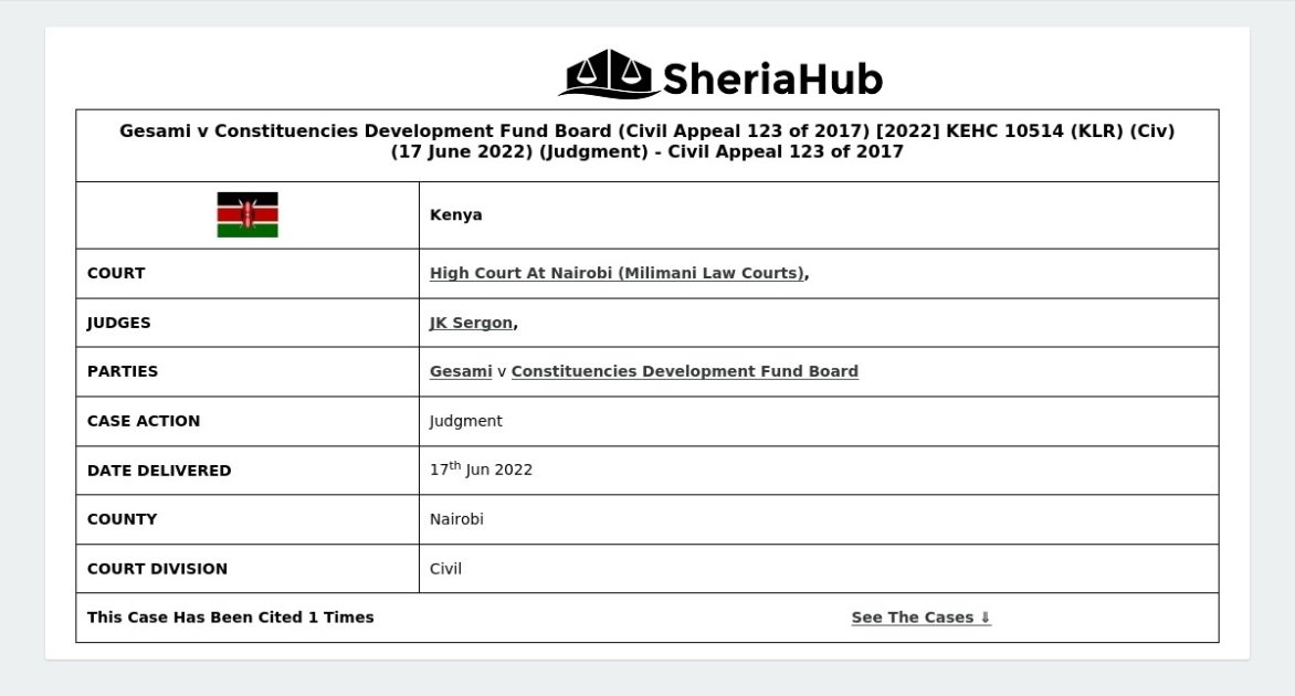 Gesami V Constituencies Development Fund Board (Civil Appeal 123 Of ...