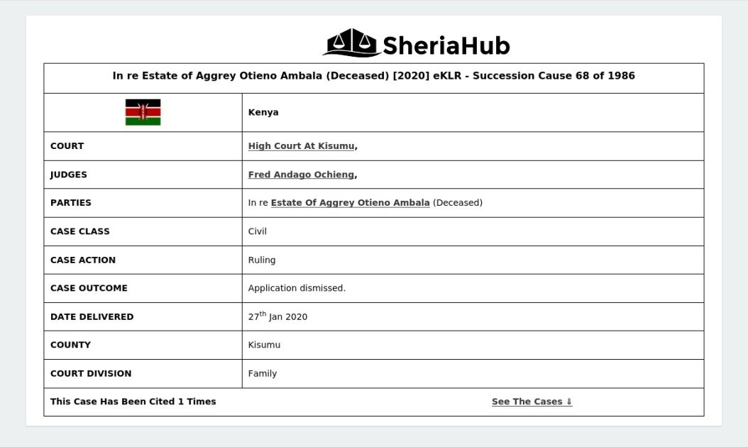 In Re Estate Of Aggrey Otieno Ambala (Deceased) [2020] Eklr