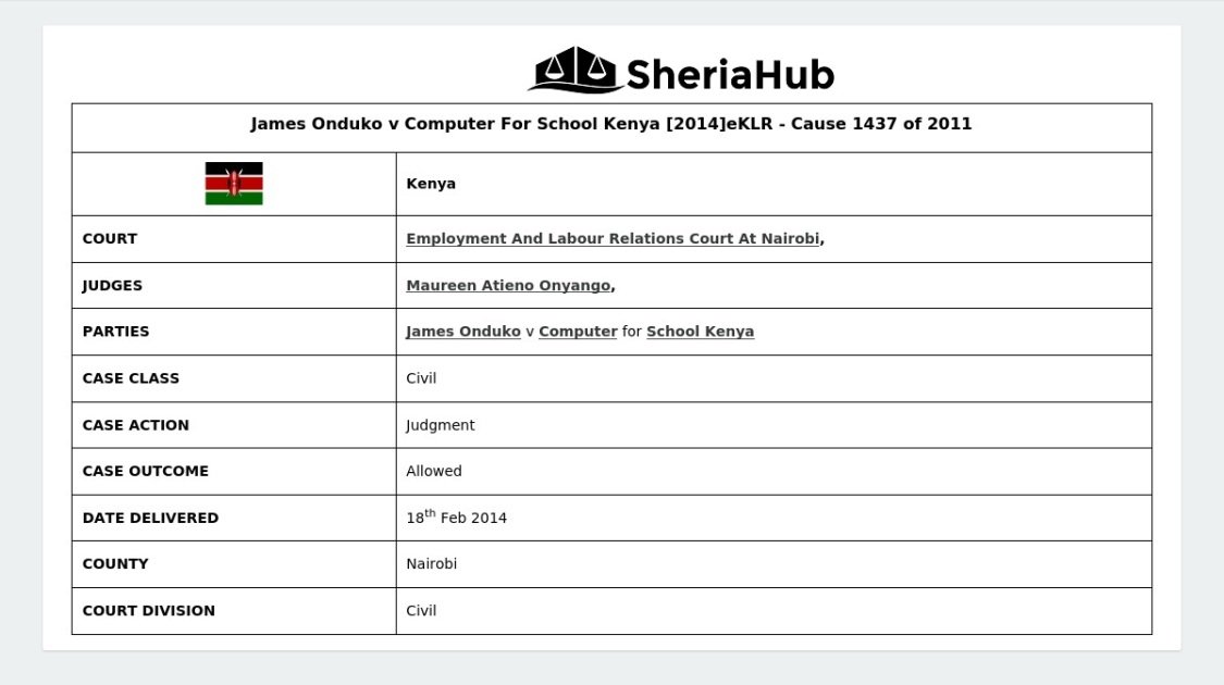 James Onduko V Computer For School Kenya [2014]Eklr
