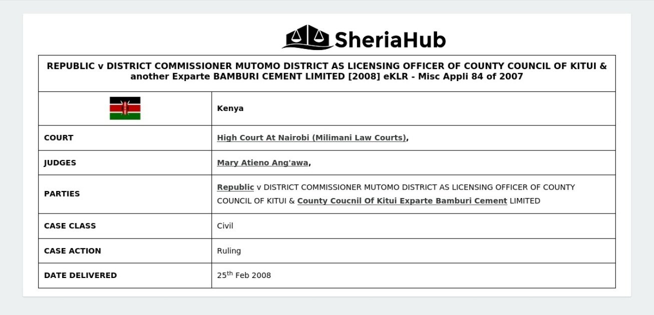 Republic V District Commissioner Mutomo District As Licensing Officer ...